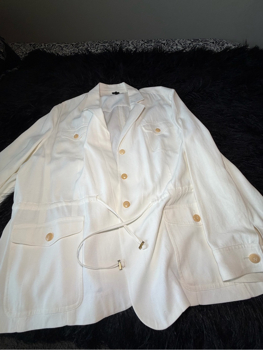 Talbots White Lightweight Drawstring Jacket